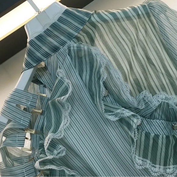 Runway Blue Stripe Asymmetrical Dress - Picture 9 of 13